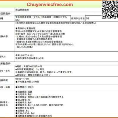 15908 Okayama Đường Ống/ Nhà&nbsp;Máy